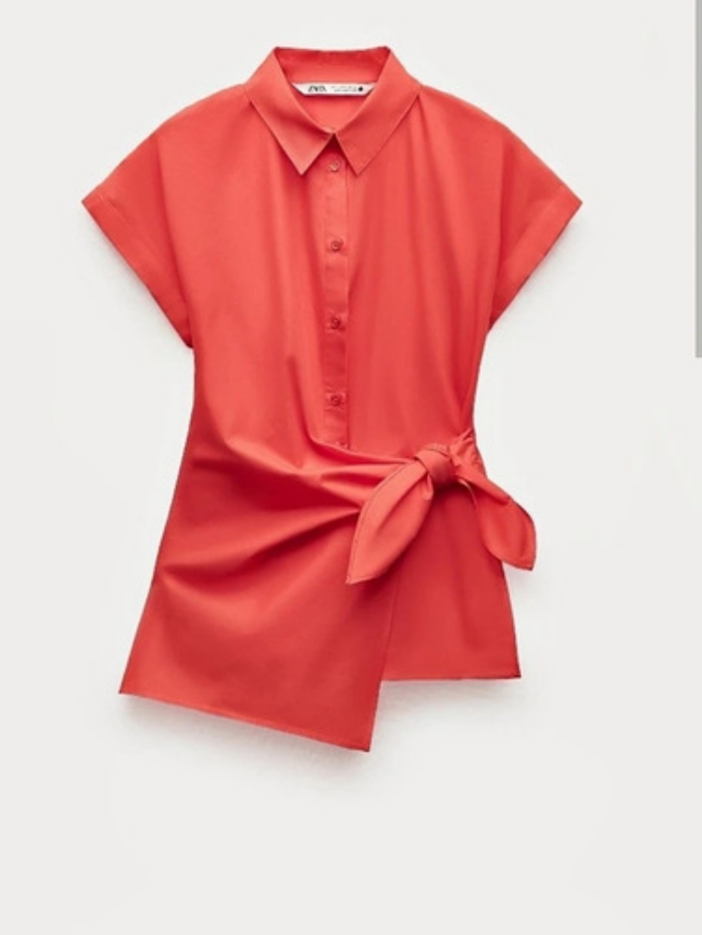 Zara Red Buttondown Top Medium